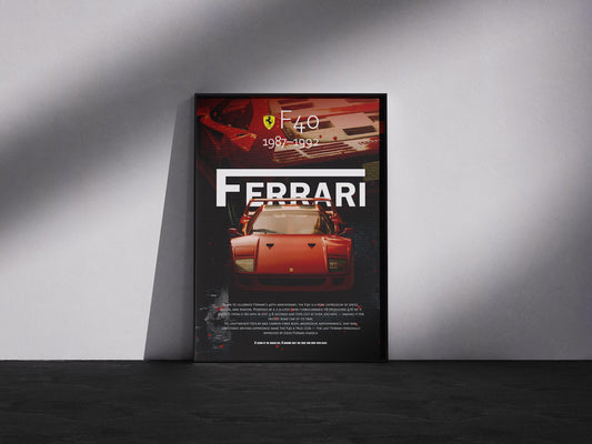 Ferrari F40 (1987-1992) - The Ultimate Icon - Klasszikus Szupersportautó Poszter